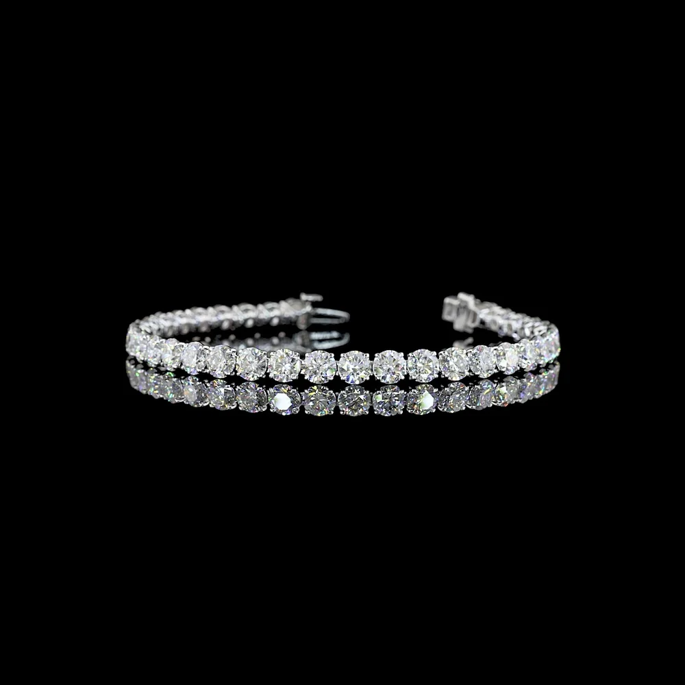 14K White Gold Tennis Bracelet with 36 Round Brilliant Cut Lab Diamonds - 11.98 Carat Total Weight E-F Color VS Clarity - Covaloro Fine Jewelry