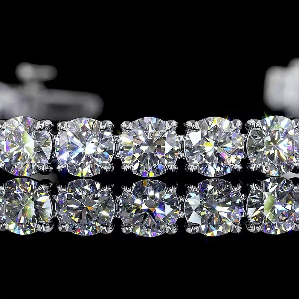 14K White Gold Tennis Bracelet with 37 Brilliant Cut Round Lab Diamonds - 10.98 Carat Total Weight (E-F Color, VS Clarity) - Covaloro Fine Jewelry - Image 2