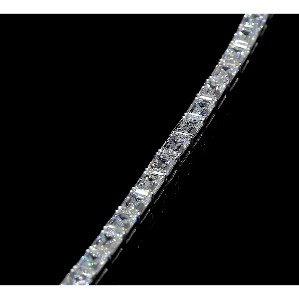 14K White Gold Tennis Bracelet with 40 North-South Emerald Cut Lab Diamonds - 8.35 Carat Total Weight, E-F VS2 - Covaloro Fine Jewelry - Image 4