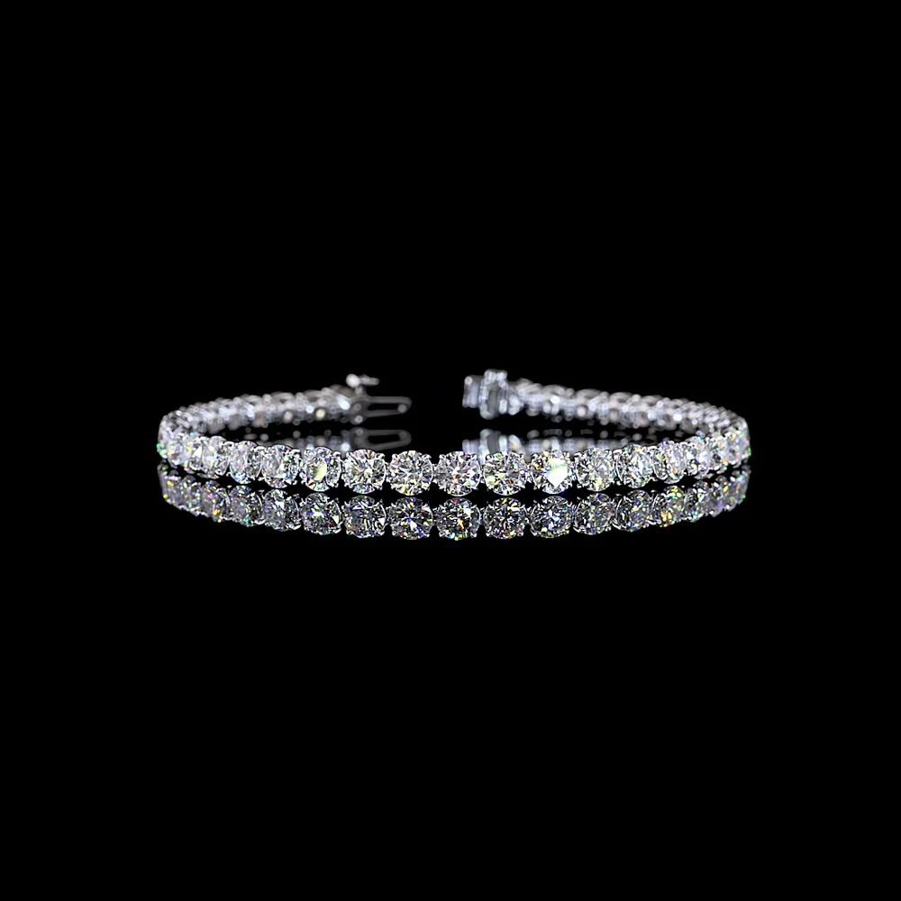 14K White Gold Tennis Bracelet with 40 Prong-Set Round Lab Diamonds - 12.11 Carat Total Weight, E-F Color, VS1 Clarity - Covaloro Fine Jewelry