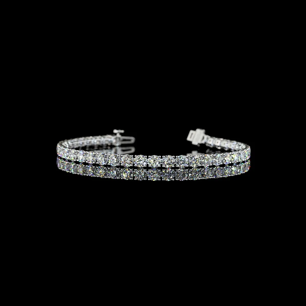 14K White Gold Tennis Bracelet with 41 Prong-Set Round Lab Diamonds - 8.81 Carats Total Diamond Weight, E-F Color, VS1 Clarity - Covaloro Fine Jewelry