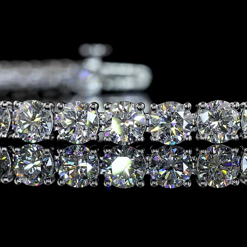 14K White Gold Tennis Bracelet with 41 Prong-Set Round Lab Diamonds - 8.81 Carats Total Diamond Weight, E-F Color, VS1 Clarity - Covaloro Fine Jewelry - Image 2