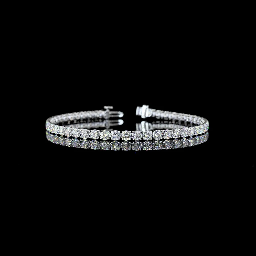 14K White Gold Tennis Bracelet with 48 Brilliant Cut Round Lab Diamonds - 8.32 Carat Total Weight, E-F Color VS1 Clarity - Covaloro Fine Jewelry