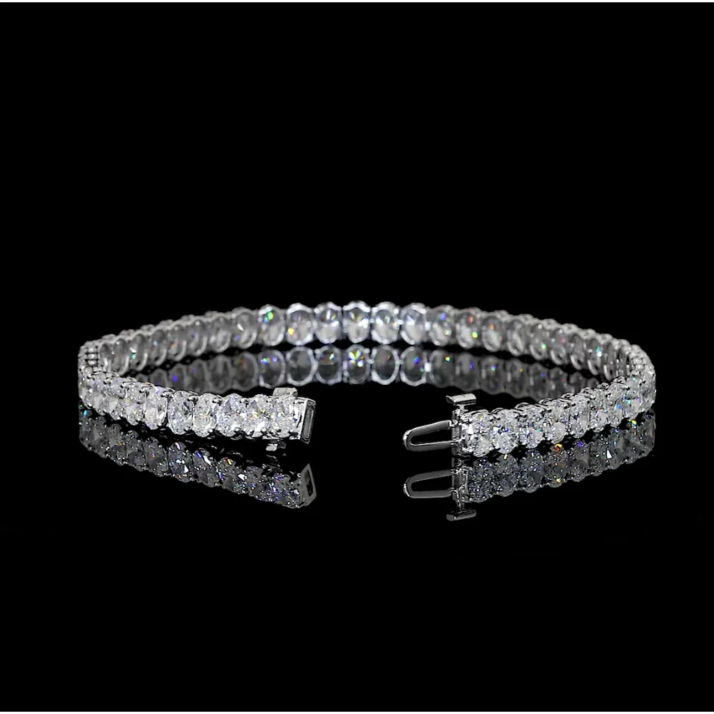 14K White Gold Tennis Bracelet with 49 Oval Cut Lab-Grown Diamonds - 10.49 Carat Total Weight, E-F Color VS2 Clarity - Covaloro Fine Jewelry - Image 2