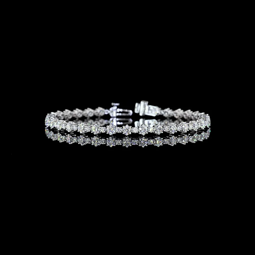 14K White Gold Tennis Bracelet with 5.01 Carats Total Weight Round Brilliant Cut Lab Diamonds - E-F Color & VS Clarity - 66 Stones in Prong Setting - Covaloro Fine Jewelry