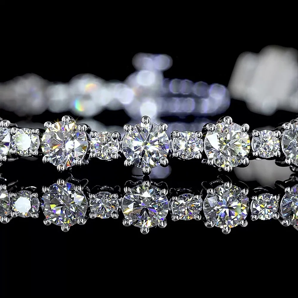 14K White Gold Tennis Bracelet with 5.01 Carats Total Weight Round Brilliant Cut Lab Diamonds - E-F Color & VS Clarity - 66 Stones in Prong Setting - Covaloro Fine Jewelry - Image 2