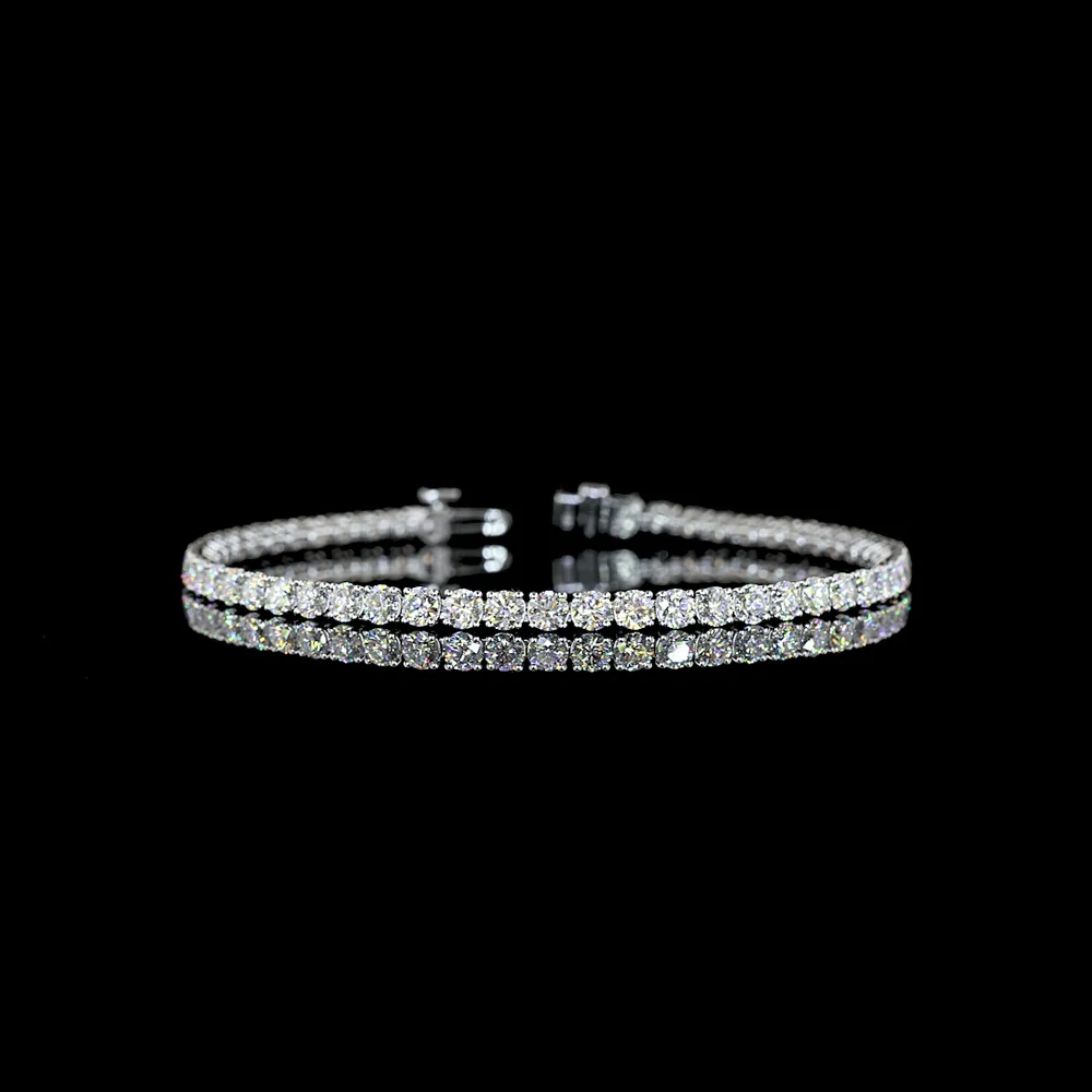 14K White Gold Tennis Bracelet with 52 Brilliant Cut and 8 Marquise Lab Diamonds - 6.00 Carats Total Diamond Weight - Covaloro Fine Jewelry
