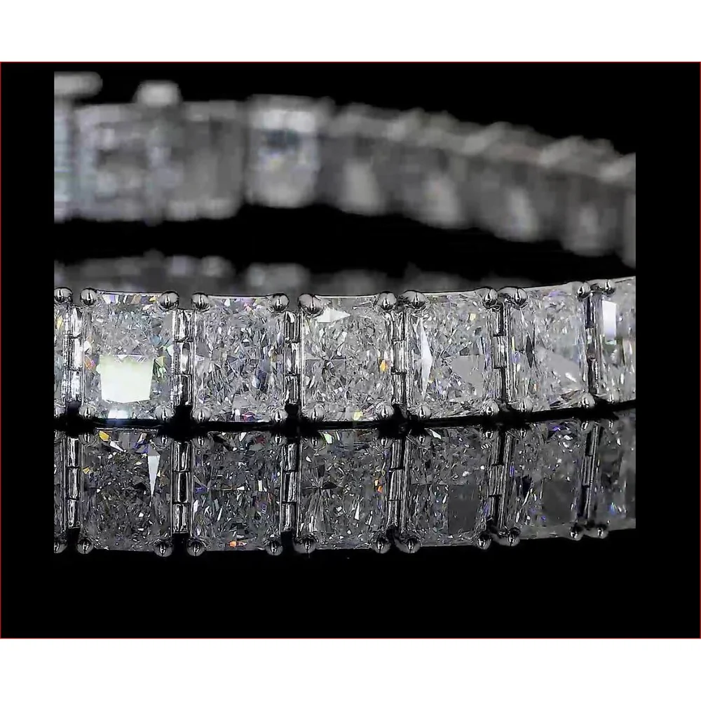 14K White Gold Tennis Bracelet with 53 Radiant Cut Lab Diamonds in Prong Setting - 11.44 Carat Total Weight - Covaloro Fine Jewelry - Image 2