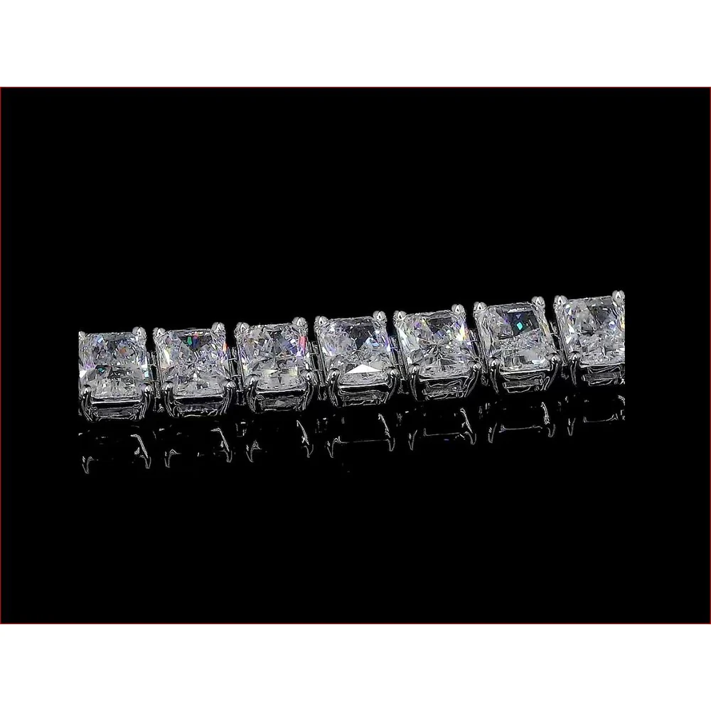 14K White Gold Tennis Bracelet with 53 Radiant Cut Lab Diamonds in Prong Setting - 11.44 Carat Total Weight - Covaloro Fine Jewelry - Image 3