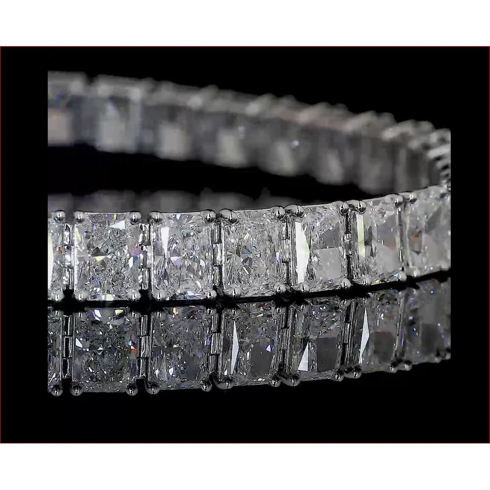 14K White Gold Tennis Bracelet with 53 Radiant Cut Lab Diamonds in Prong Setting - 11.44 Carat Total Weight - Covaloro Fine Jewelry - Image 4