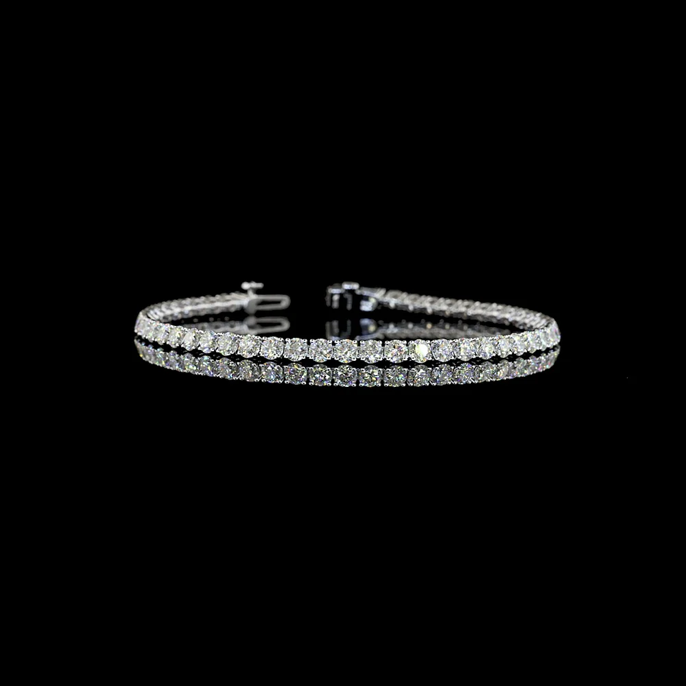 14K White Gold Tennis Bracelet with 54 Round Brilliant Cut Natural Diamonds - 6.88 Carats Total Diamond Weight - Covaloro Fine Jewelry