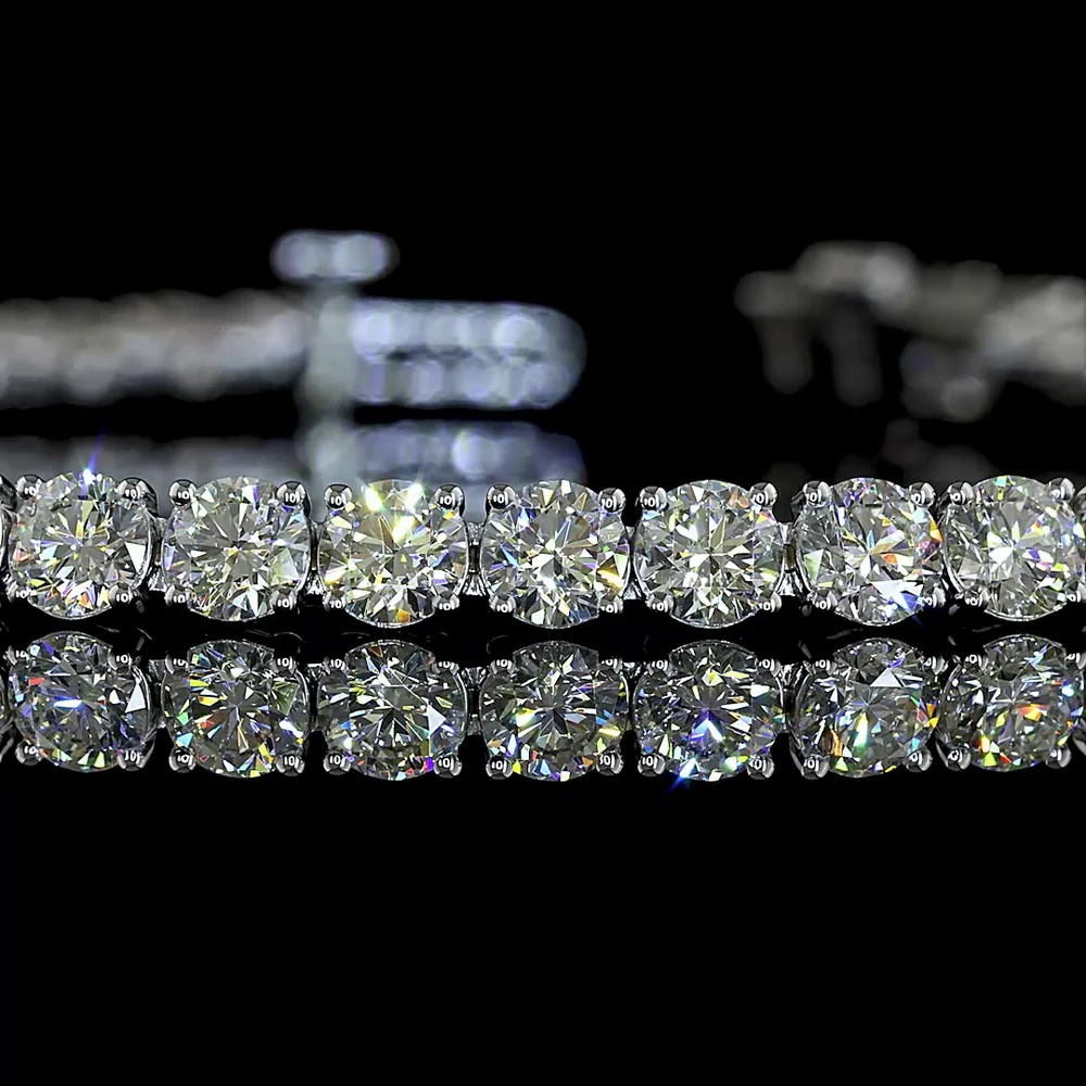 14K White Gold Tennis Bracelet with 54 Round Brilliant Cut Natural Diamonds - 6.88 Carats Total Diamond Weight - Covaloro Fine Jewelry - Image 2