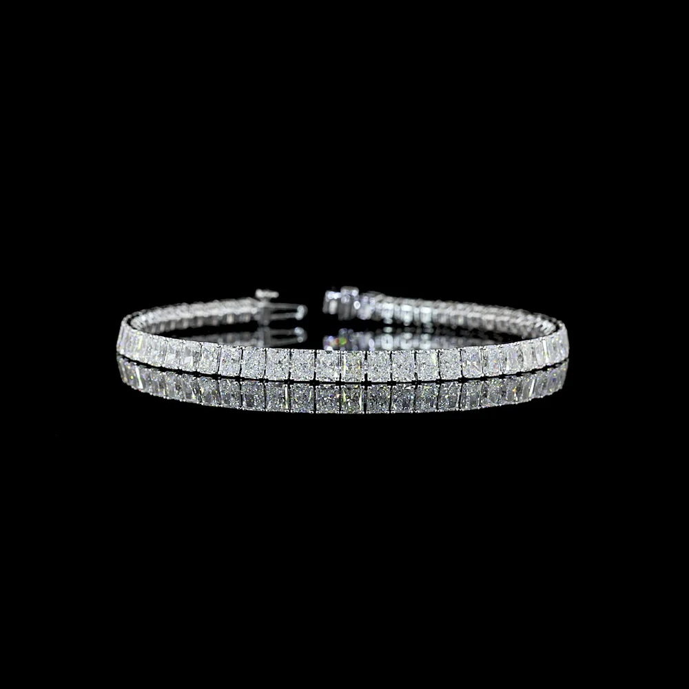 14K White Gold Tennis Bracelet with 57 Prong Set Radiant Cut Lab Diamonds - 10.34 Total Carat Weight E-F VS - Covaloro Fine Jewelry