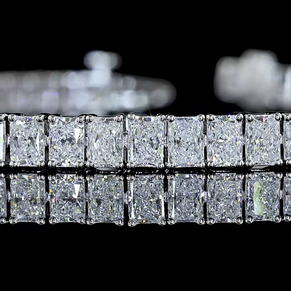 14K White Gold Tennis Bracelet with 65 Radiant Cut Lab Diamonds - 7.79 Carat Total Weight, E-F Color VS2 Clarity - Covaloro Fine Jewelry - Image 2