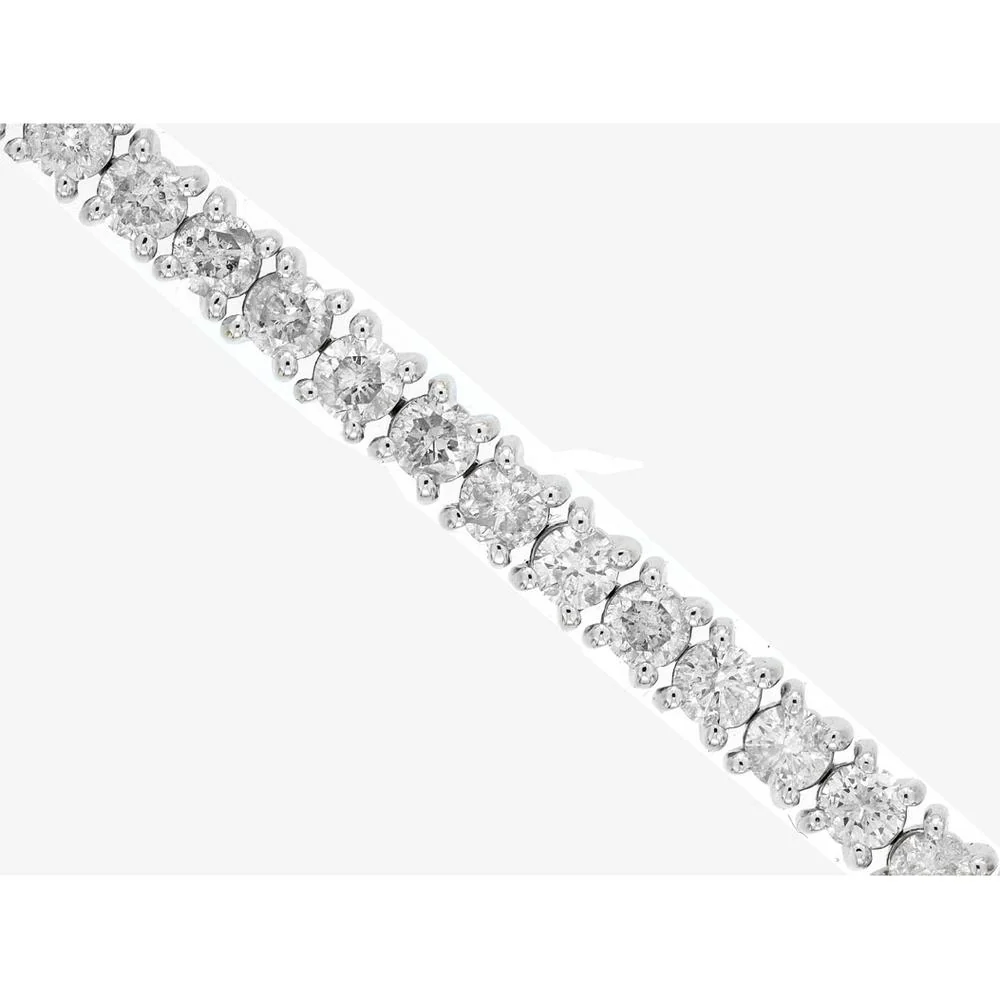14K White Gold Tennis Bracelet with 7.00 Carat Round Brilliant Cut Diamonds in Classic Four-Prong Setting - Royal Jewelry