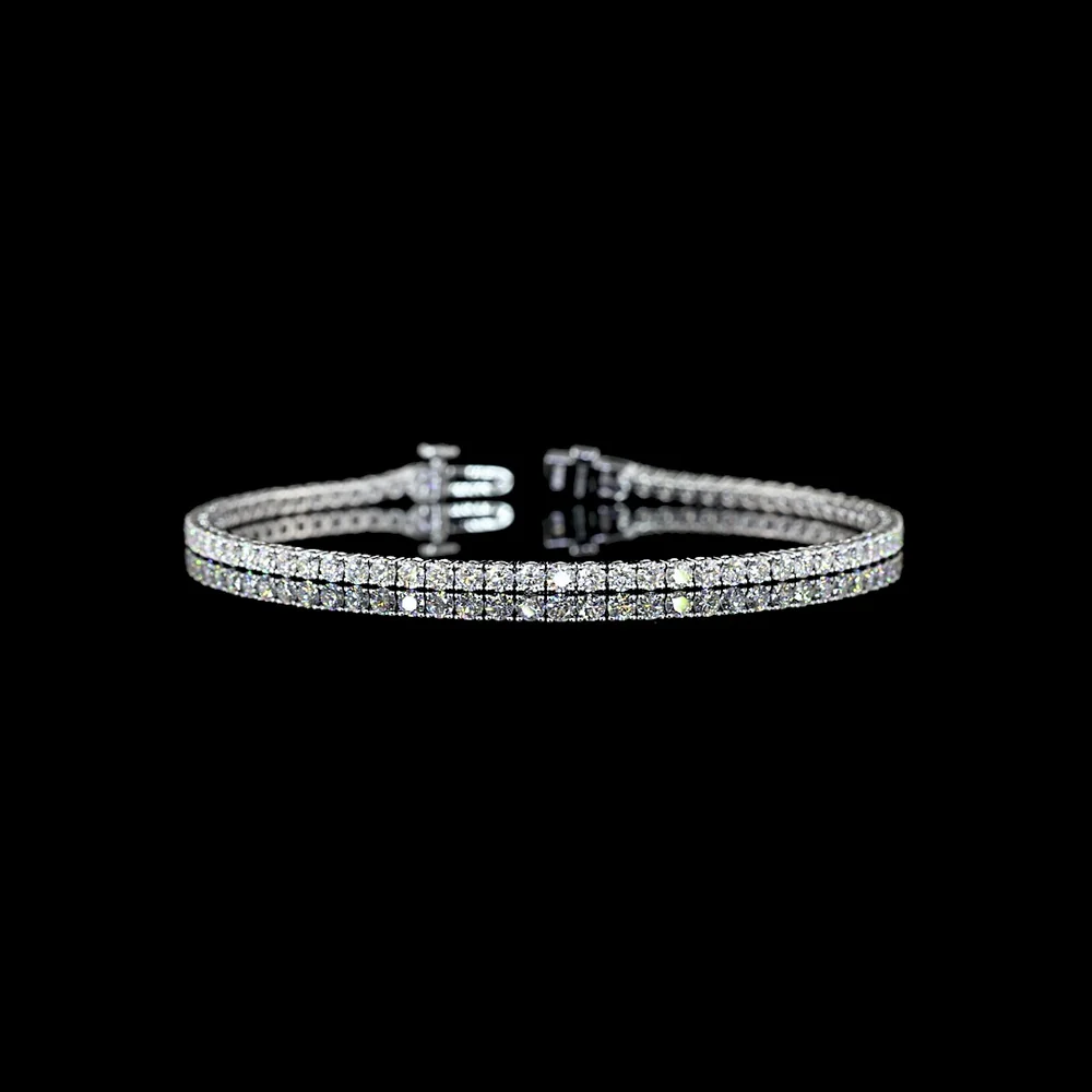 14K White Gold Tennis Bracelet with 74 Prong-Set Round Lab Diamonds - 2.96 Carat Total Weight, E-F Color VS Clarity - Covaloro Fine Jewelry