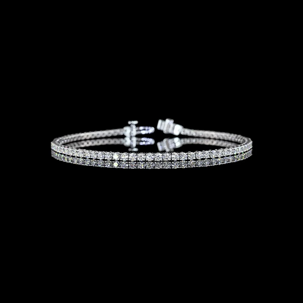 14K White Gold Tennis Bracelet with 77 Round Brilliant Cut Lab Diamonds - 2.78 Carat Total Weight (E-F Color, VS Clarity) - Covaloro Fine Jewelry
