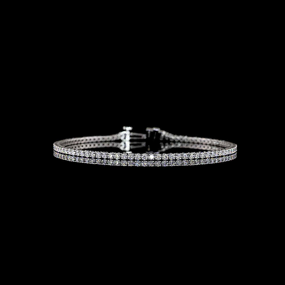 14K White Gold Tennis Bracelet with 86 Prong-Set Round Lab Diamonds - 1.98 Carat Total Weight, E-F Color VS1 Clarity - Covaloro Fine Jewelry