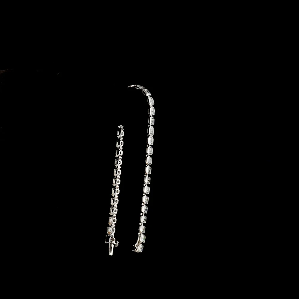 14K White Gold Tennis Bracelet with Bezel Set Asscher Cut Lab Diamonds - 10.67 Carat Total Weight, E-F Color, VS Clarity - Covaloro Fine Jewelry - Image 3