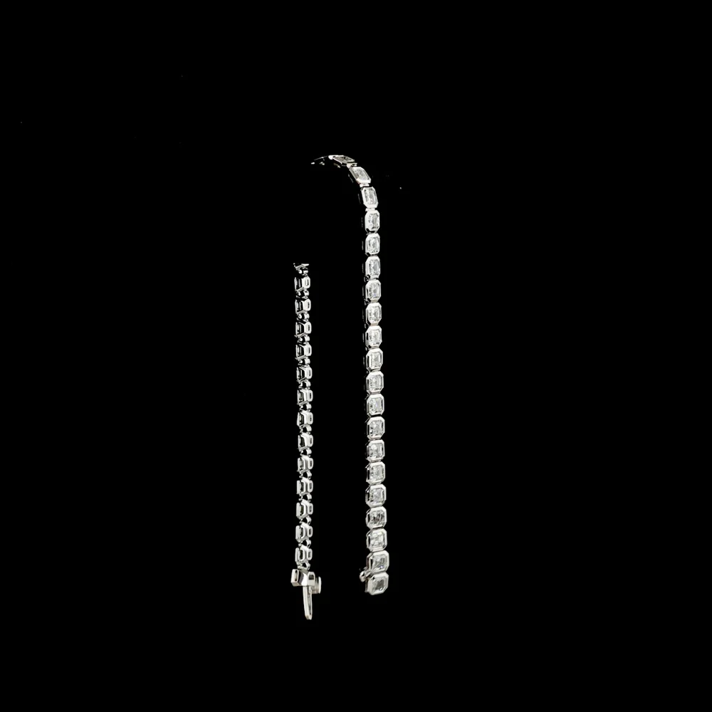 14K White Gold Tennis Bracelet with Bezel Set Asscher Cut Lab Diamonds - 6.03 Carat Total Weight, E-F Color, VS Clarity - Covaloro Fine Jewelry - Image 3
