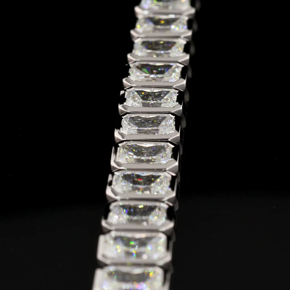 14K White Gold Tennis Bracelet with Bezel Set Radiant Cut Lab Diamonds - 15.01 Carat Total Weight, 37 Stones - Covaloro Fine Jewelry - Image 2