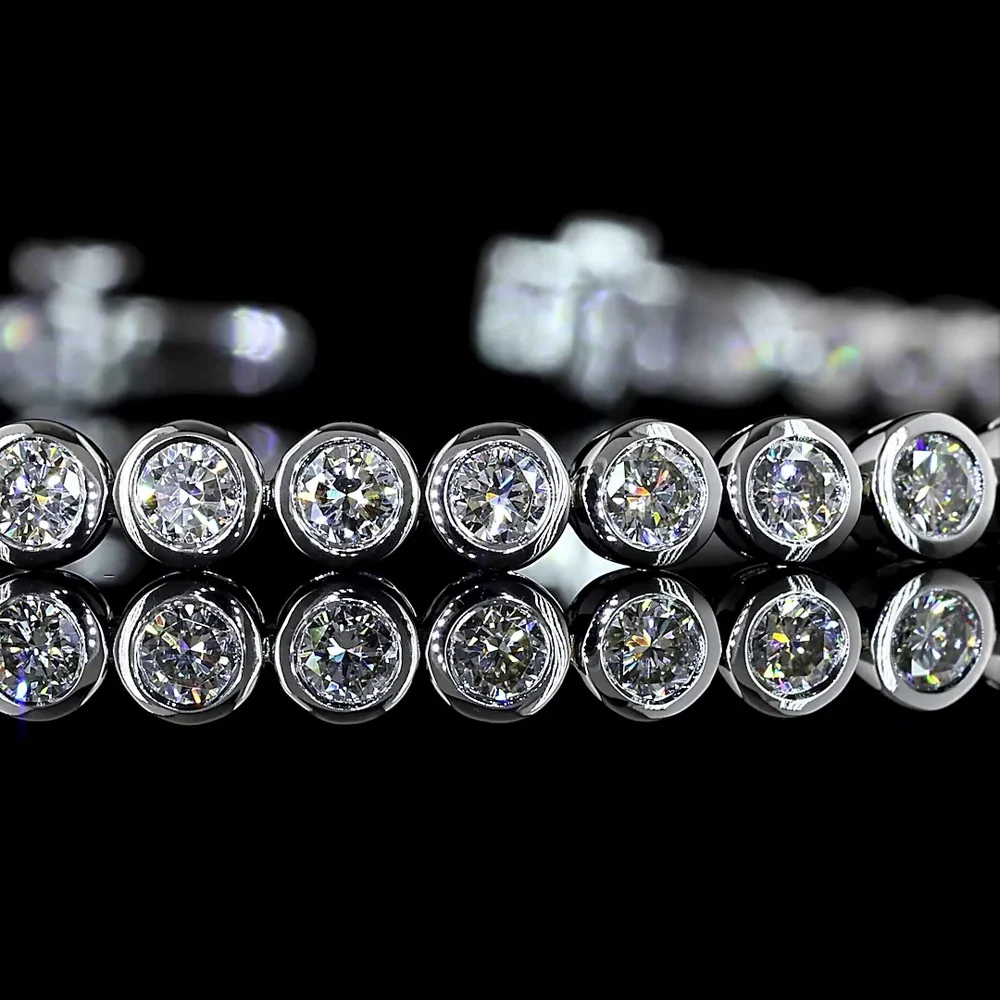 14K White Gold Tennis Bracelet with Bezel Set Round Lab Diamonds - 3.15 Carat Total Weight - Covaloro Fine Jewelry - Image 2