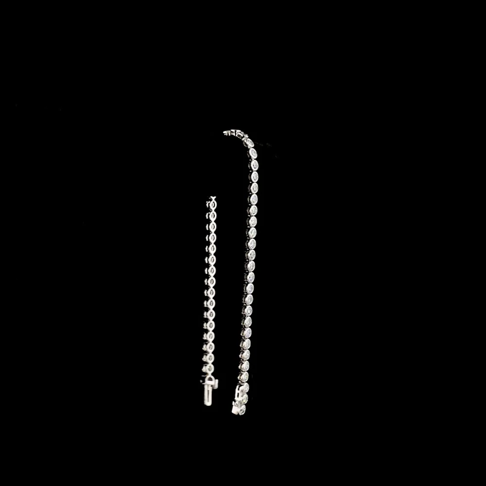 14K White Gold Tennis Bracelet with Bezel Set Round Lab Diamonds - 3.15 Carat Total Weight - Covaloro Fine Jewelry - Image 3