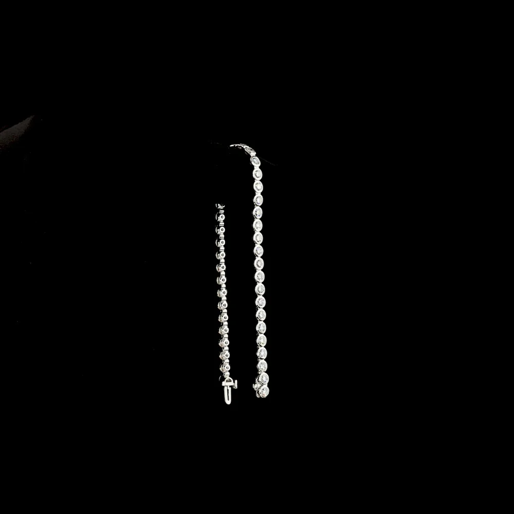 14K White Gold Tennis Bracelet with Bezel Set Round Lab Diamonds - 4.97 Carats Total Diamond Weight - Covaloro Fine Jewelry - Image 3