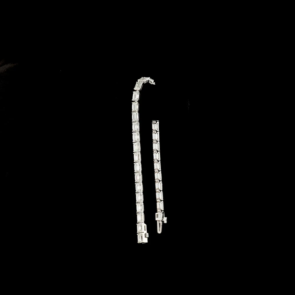 14K White Gold Tennis Bracelet with East-West Set Emerald Cut Lab Diamonds - 11.47 Carat Total Diamond Weight - Covaloro Fine Jewelry - Image 3