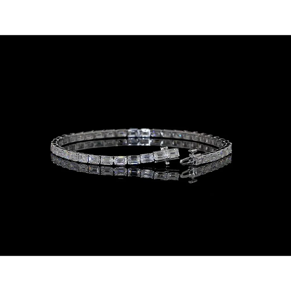 14K White Gold Tennis Bracelet with East-West Set Emerald Cut Lab Diamonds - 4.77 Carat Total Weight - Covaloro Fine Jewelry - Image 2