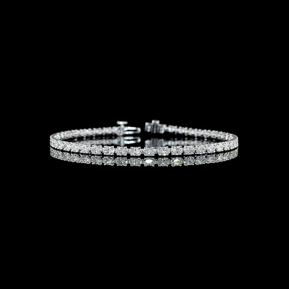 14K White Gold Tennis Bracelet with East-West Set Oval Cut Lab Diamonds - 4.92 Carat Total Weight, E-F Color, VS Clarity - Covaloro Fine Jewelry