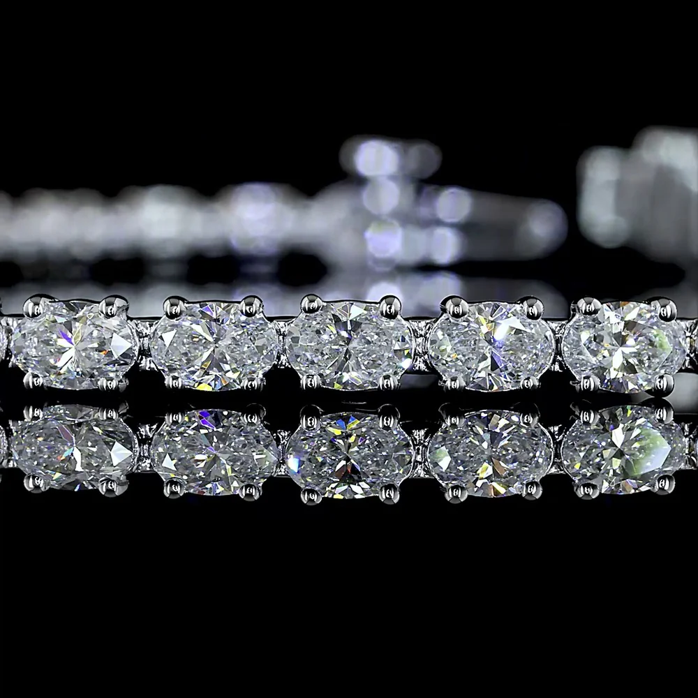 14K White Gold Tennis Bracelet with East-West Set Oval Cut Lab Diamonds - 4.92 Carat Total Weight, E-F Color, VS Clarity - Covaloro Fine Jewelry - Image 2