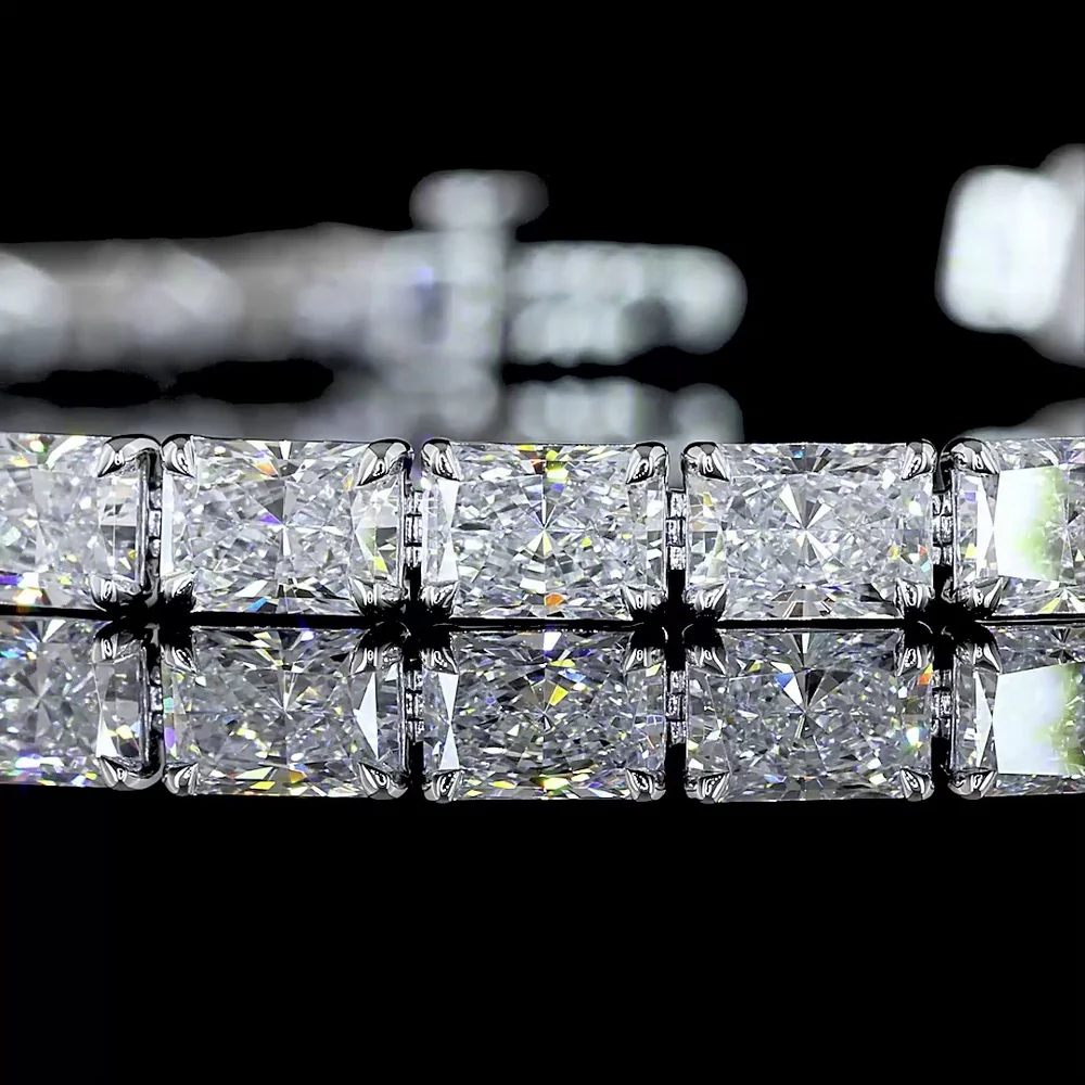 14K White Gold Tennis Bracelet with East-West Set Radiant Cut Lab Diamonds - 11.77 Carats Total Diamond Weight - Covaloro Fine Jewelry - Image 2