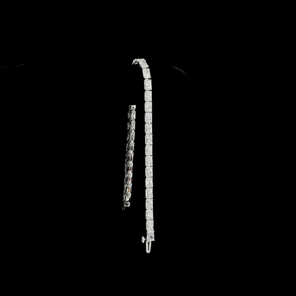 14K White Gold Tennis Bracelet with East-West Set Radiant Cut Lab Diamonds - 11.77 Carats Total Diamond Weight - Covaloro Fine Jewelry - Image 3