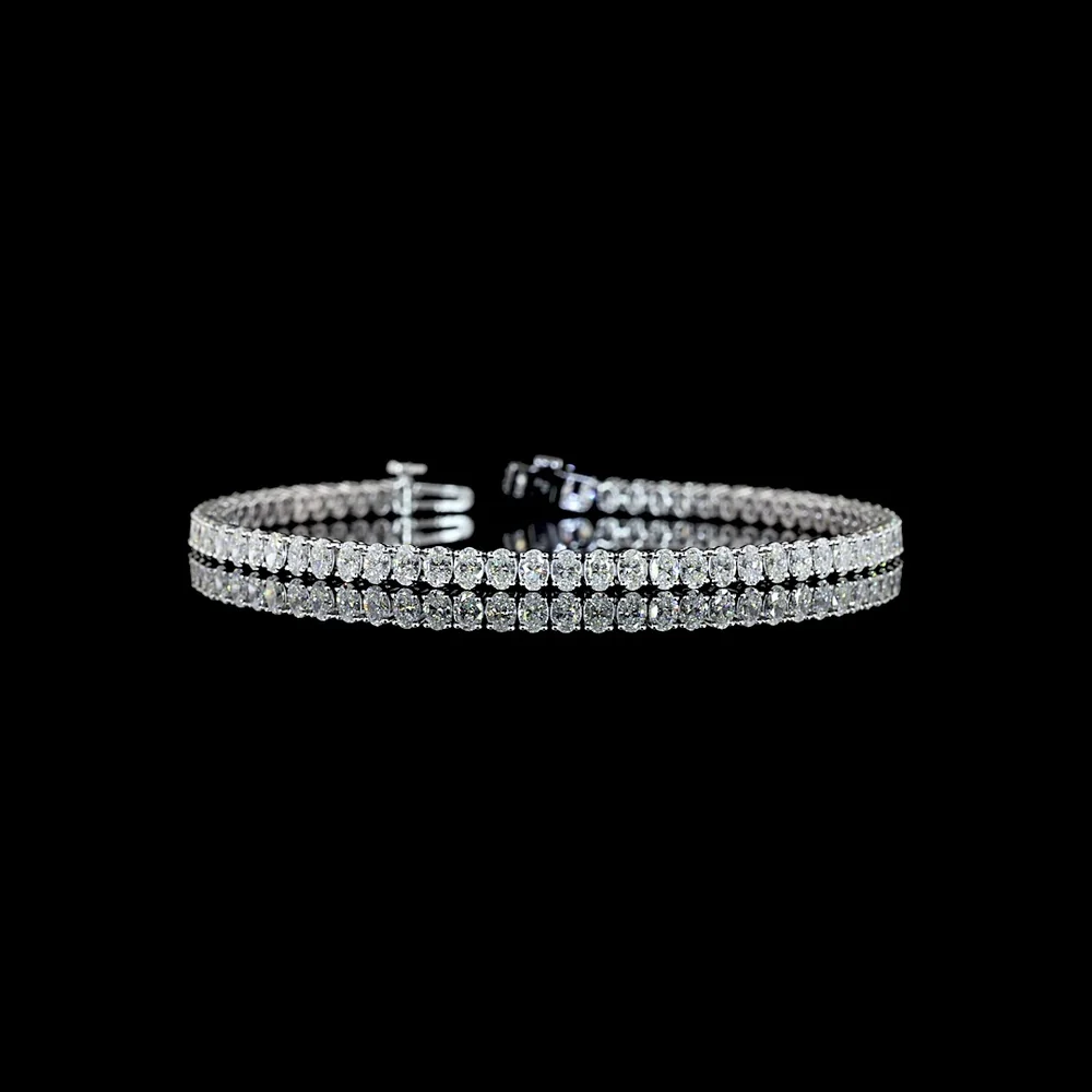 14K White Gold Tennis Bracelet with Prong-Set Oval Cut Natural Diamonds - 4.87 Carat Total Weight, E-F Color, VS+ Clarity - Covaloro Fine Jewelry