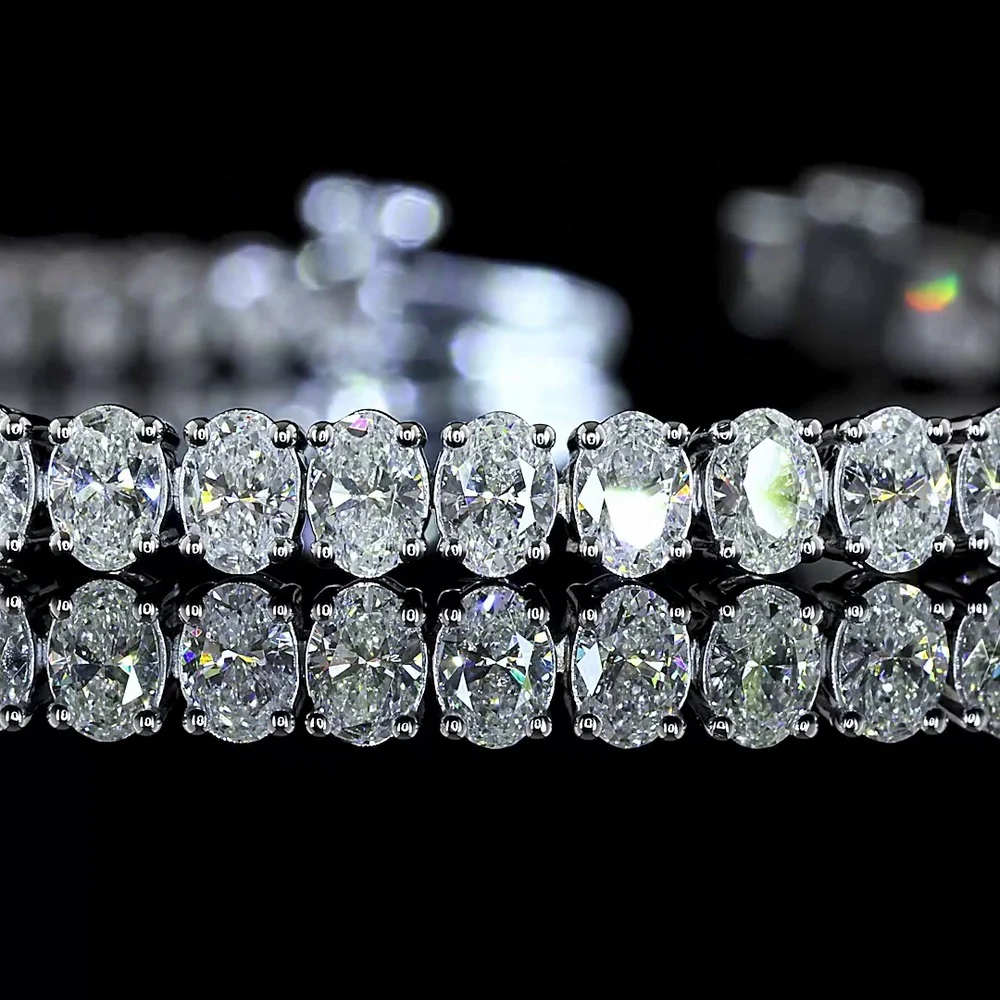 14K White Gold Tennis Bracelet with Prong-Set Oval Cut Natural Diamonds - 4.87 Carat Total Weight, E-F Color, VS+ Clarity - Covaloro Fine Jewelry - Image 2
