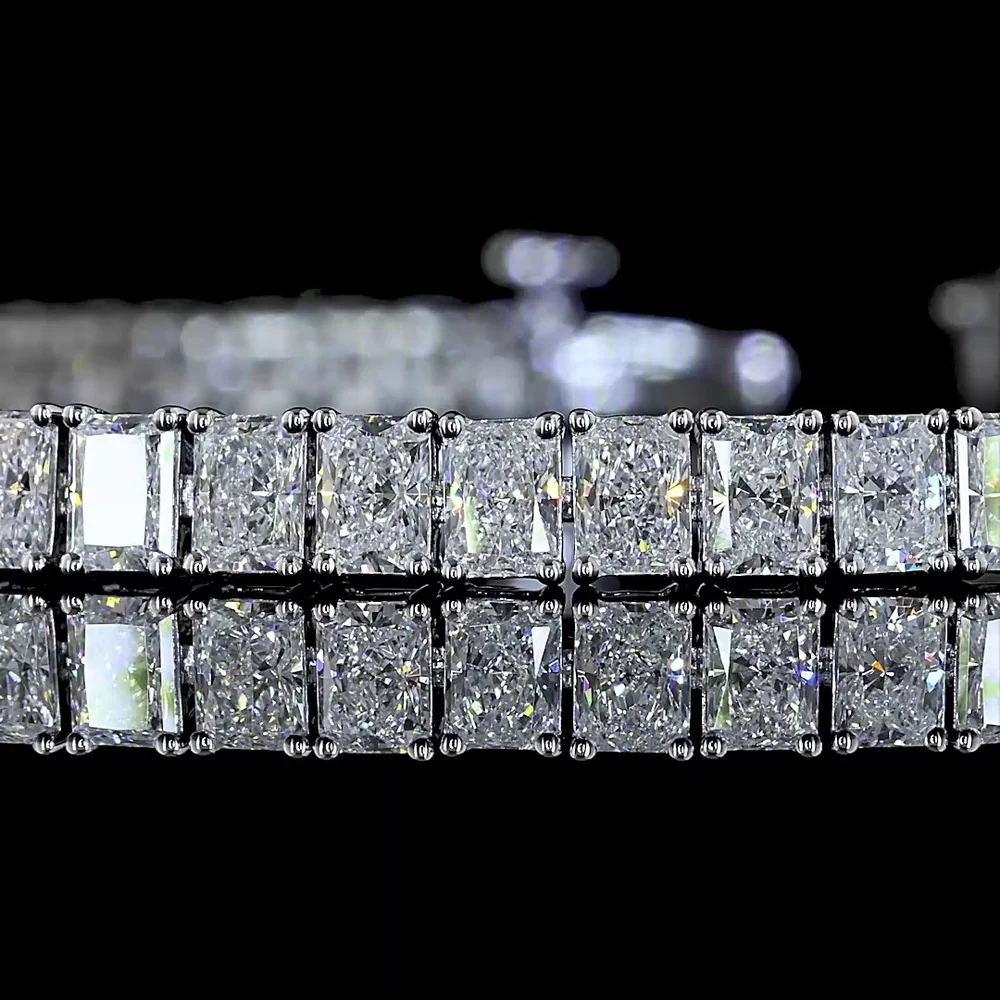 14K White Gold Tennis Bracelet with Prong-Set Radiant Cut Lab Diamonds - 7.29 Carats Total Diamond Weight - Covaloro Fine Jewelry - Image 2