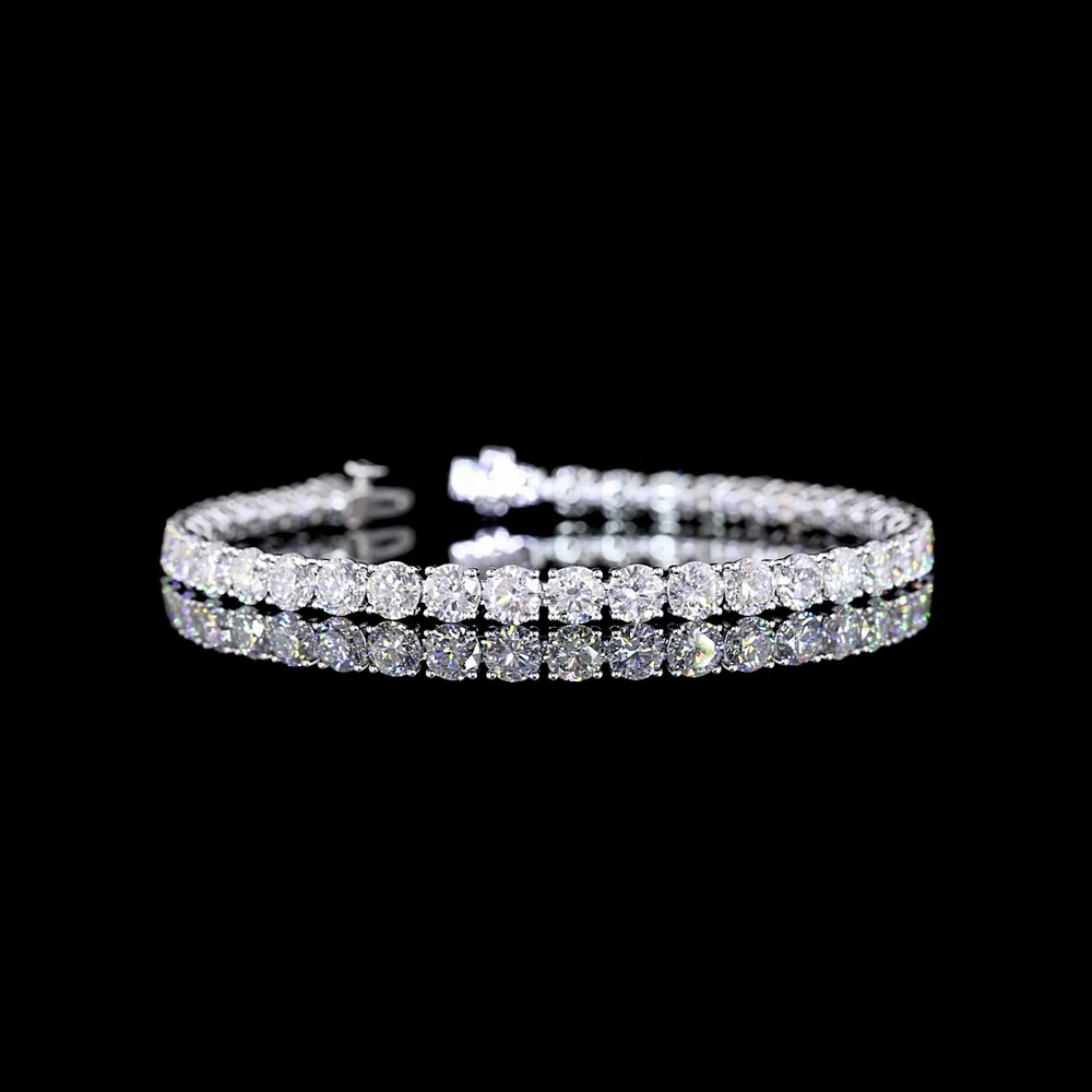 14K White Gold Tennis Bracelet with Prong Set Round Brilliant Cut Lab Diamonds - 12.50 Carat Total Weight - Covaloro Fine Jewelry