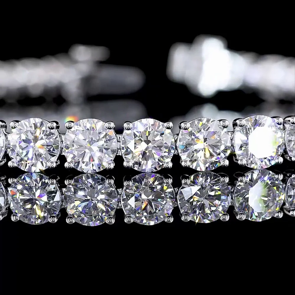 14K White Gold Tennis Bracelet with Prong Set Round Brilliant Cut Lab Diamonds - 12.50 Carat Total Weight - Covaloro Fine Jewelry - Image 2