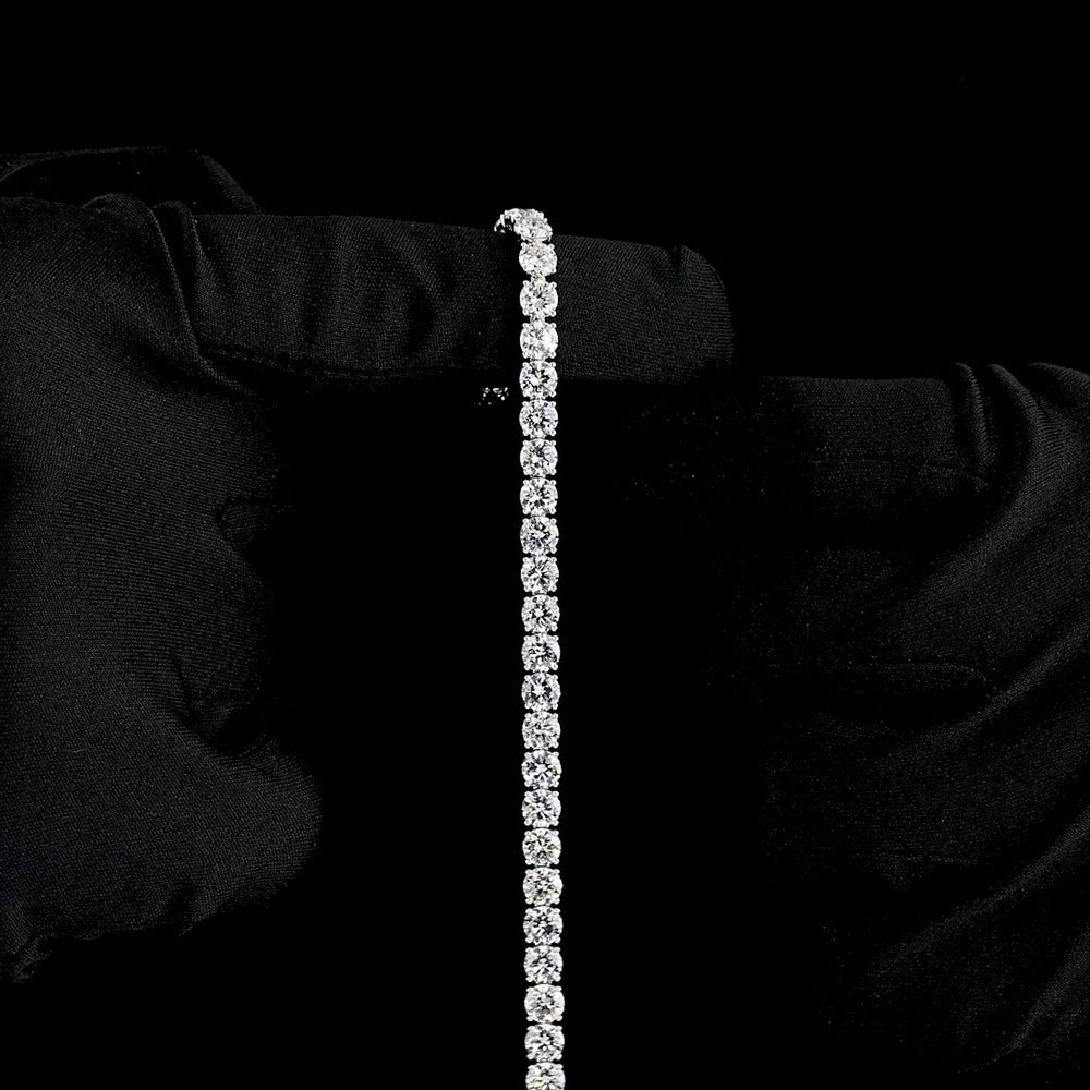 14K White Gold Tennis Bracelet with Prong Set Round Brilliant Cut Lab Diamonds - 12.50 Carat Total Weight - Covaloro Fine Jewelry - Image 3