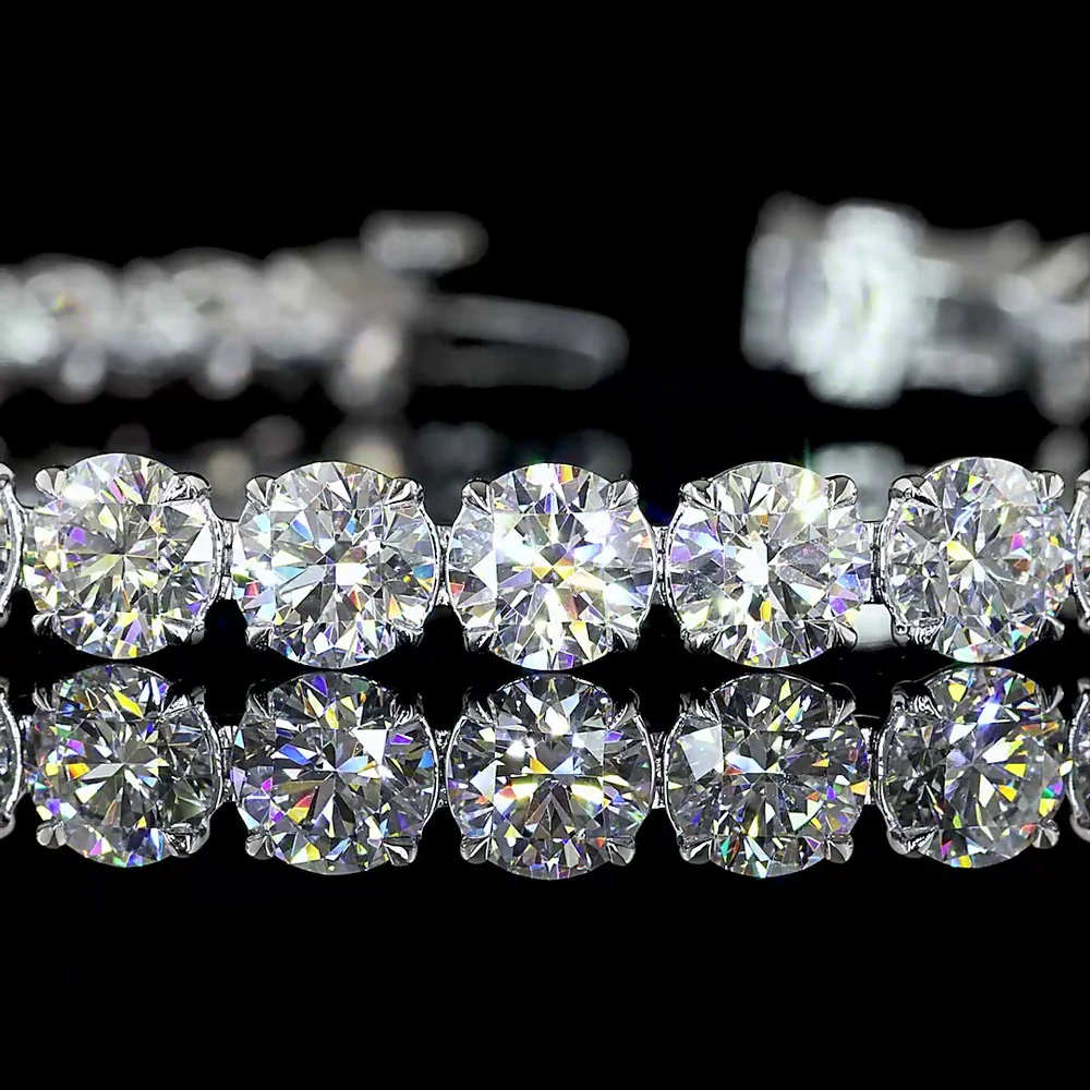 14K White Gold Tennis Bracelet with Round and Marquise Cut Lab Diamonds - 16.58 Carat Total Weight - Covaloro Fine Jewelry - Image 2