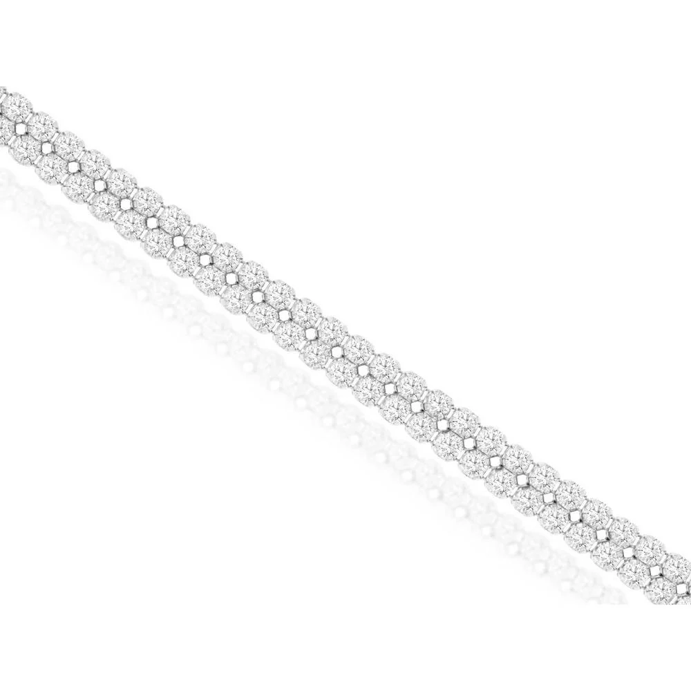 14K White Gold Tennis Bracelet with Round Brilliant Diamonds - 2.30 Carats Total Diamond Weight - Royal Jewelry