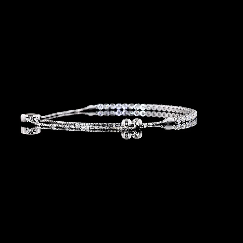 14K White Gold Tennis Bracelet with U-Prong Set Round Lab Diamonds - 0.90 Carat Total Weight, 29 Stones, E-F Color VS1 Clarity - Covaloro Fine Jewelry - Image 3