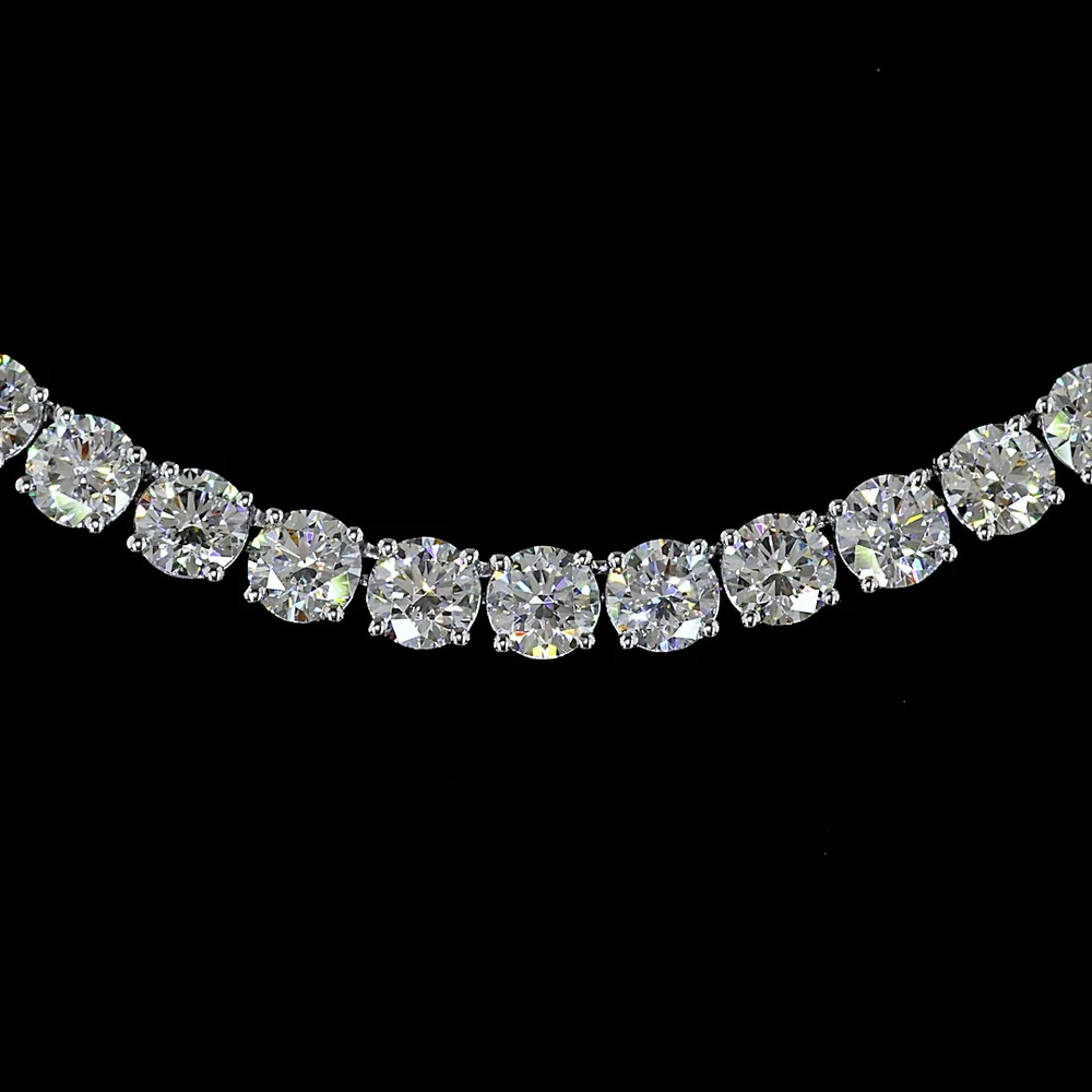 14K White Gold Tennis Necklace with 108 Prong-Set Round Brilliant Natural Diamonds - 20.50 Carat Total Diamond Weight - Covaloro Fine Jewelry - Image 2