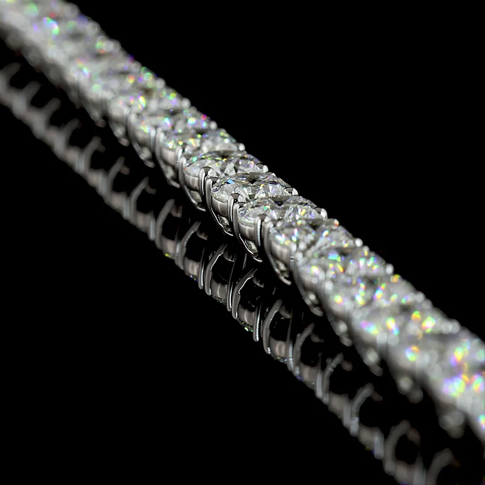 14K White Gold Tennis Necklace with 108 Prong-Set Round Brilliant Natural Diamonds - 20.50 Carat Total Diamond Weight - Covaloro Fine Jewelry - Image 3