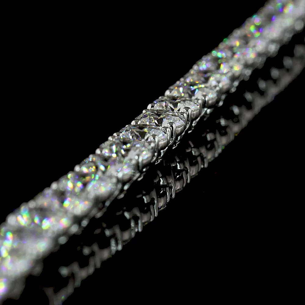14K White Gold Tennis Necklace with 108 Prong-Set Round Brilliant Natural Diamonds - 20.50 Carat Total Diamond Weight - Covaloro Fine Jewelry - Image 4