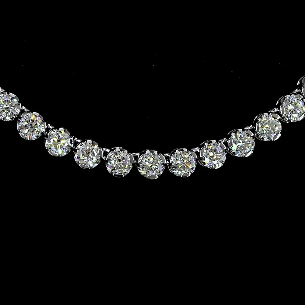 14K White Gold Tennis Necklace with 11.05 Carats of U-Prong Set Round Lab Diamonds - E-F Color VS1 Clarity - Covaloro Fine Jewelry - Image 2