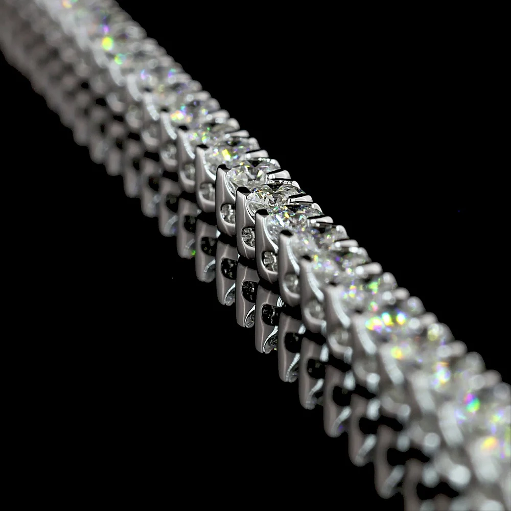14K White Gold Tennis Necklace with 11.05 Carats of U-Prong Set Round Lab Diamonds - E-F Color VS1 Clarity - Covaloro Fine Jewelry - Image 3