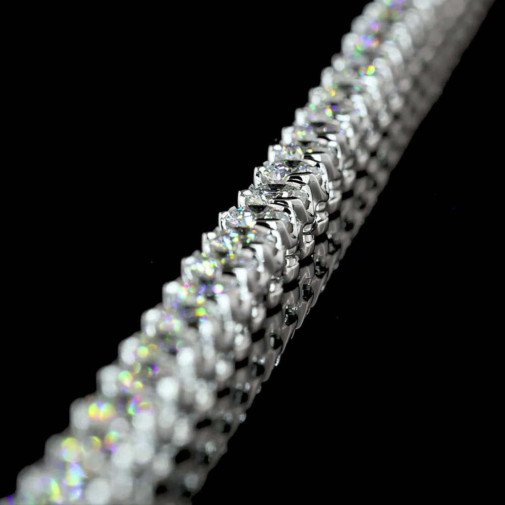 14K White Gold Tennis Necklace with 11.05 Carats of U-Prong Set Round Lab Diamonds - E-F Color VS1 Clarity - Covaloro Fine Jewelry - Image 4