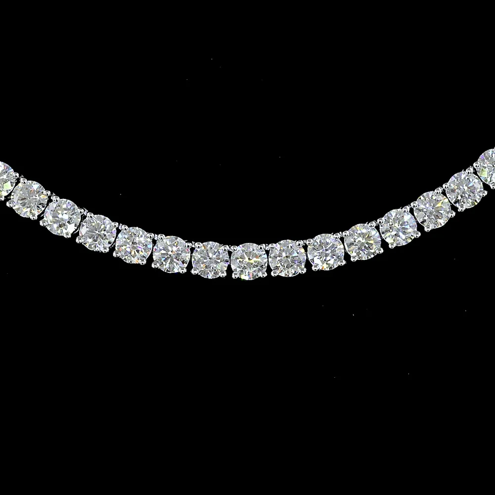 14K White Gold Tennis Necklace with 140 Brilliant Cut Round Lab Diamonds - E-F VS Clarity, 12.56 Carat Total Weight - Covaloro Fine Jewelry - Image 2